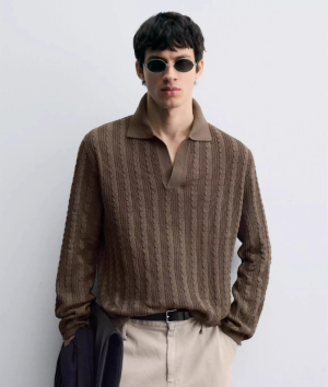 자라 케이블 꽈배기 니트 폴로 셔츠 6674322