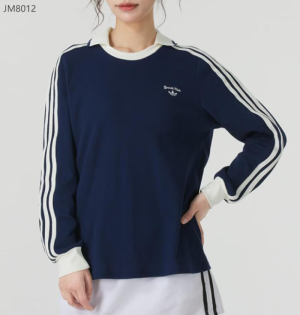 아디다스 3S 와플 니트 롱 슬리브 폴로 카라 우먼스 티셔츠 JM8012