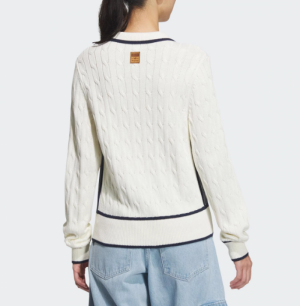 아디다스 꽈배기 케이블 카라넥 폴로 우먼스 니트 가디건 JM8017