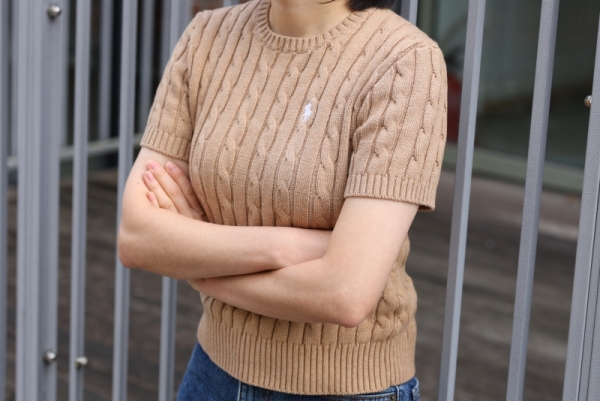 오픈마켓 우리들쇼핑,폴로 랄프로렌 여성반팔 피마코튼 케이블 라운드넥 꽈배기 니트 반팔