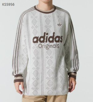 아디다스 오리지널 니트 스웨터 맨투맨 화이트 브라운 KS5956