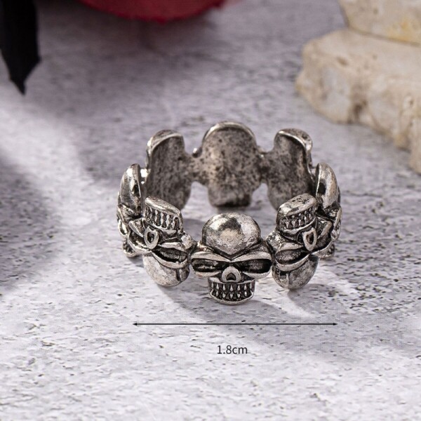 오픈마켓 우리들쇼핑,Y2K 펑크 클럽 남녀공용 빈티지 레드 포인트 해골 실버 반지