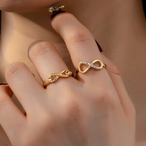 한쌍 세련된 금속 질감이 돋보이는 데일리 심플 여성 인피니티 골드 약속링 반지세트