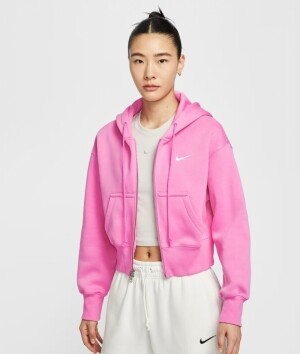 나이키 피닉스 플리스 풀집 크롭 후디 핑크 여성 재킷 HV2427-675