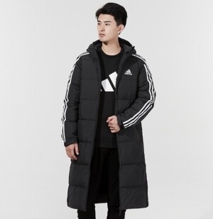 아디다스 3S 삼선 롱 다운 코트 블랙 H20760