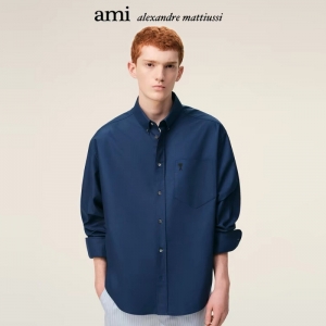 AMI Paris Ami De Coeur 남방 셔츠 스몰로고 네이비색